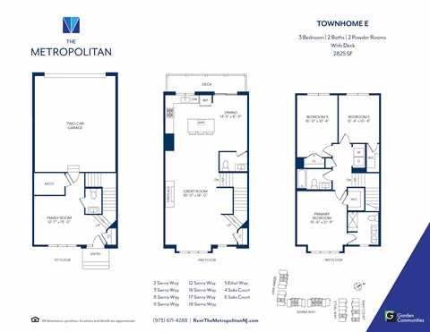Floor plan for 3 beds, 4 baths, 2825 sqft